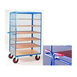 6 Tier Shelf Truck 1780Hx1000Lx700W Open Fronted & Drawbar Shelf Trolleys with plywood Shelves Shelf Trolleys | Shelf Trolley with Plywood Shelves | Multi Level Trolleys 55/Blue open fronted truck with drawbar.jpg